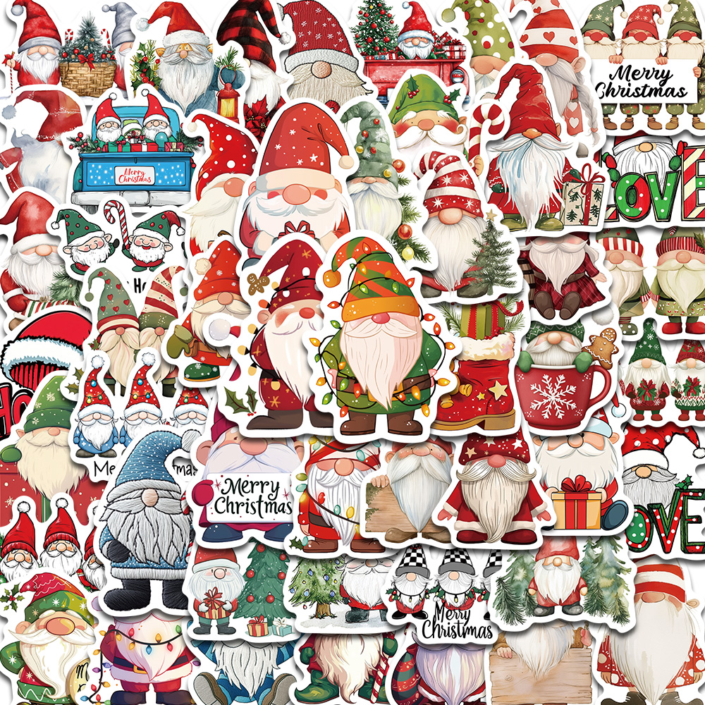 Home Bargains - 50PCS Happy Christmas Gnome Stickers PVC