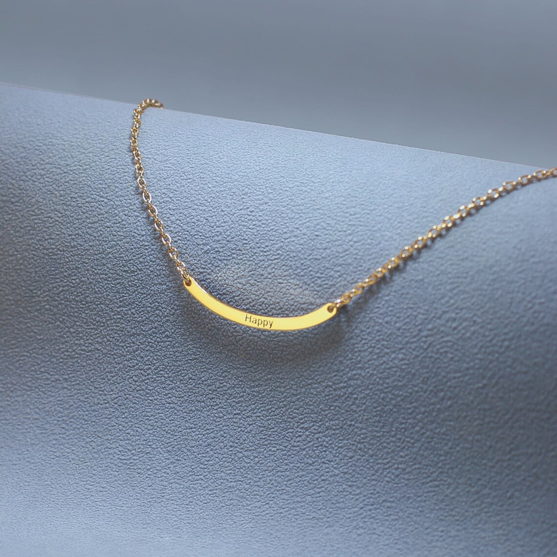Bar Cart Gold - Personalized Curved Bar Necklace Stainless Steel