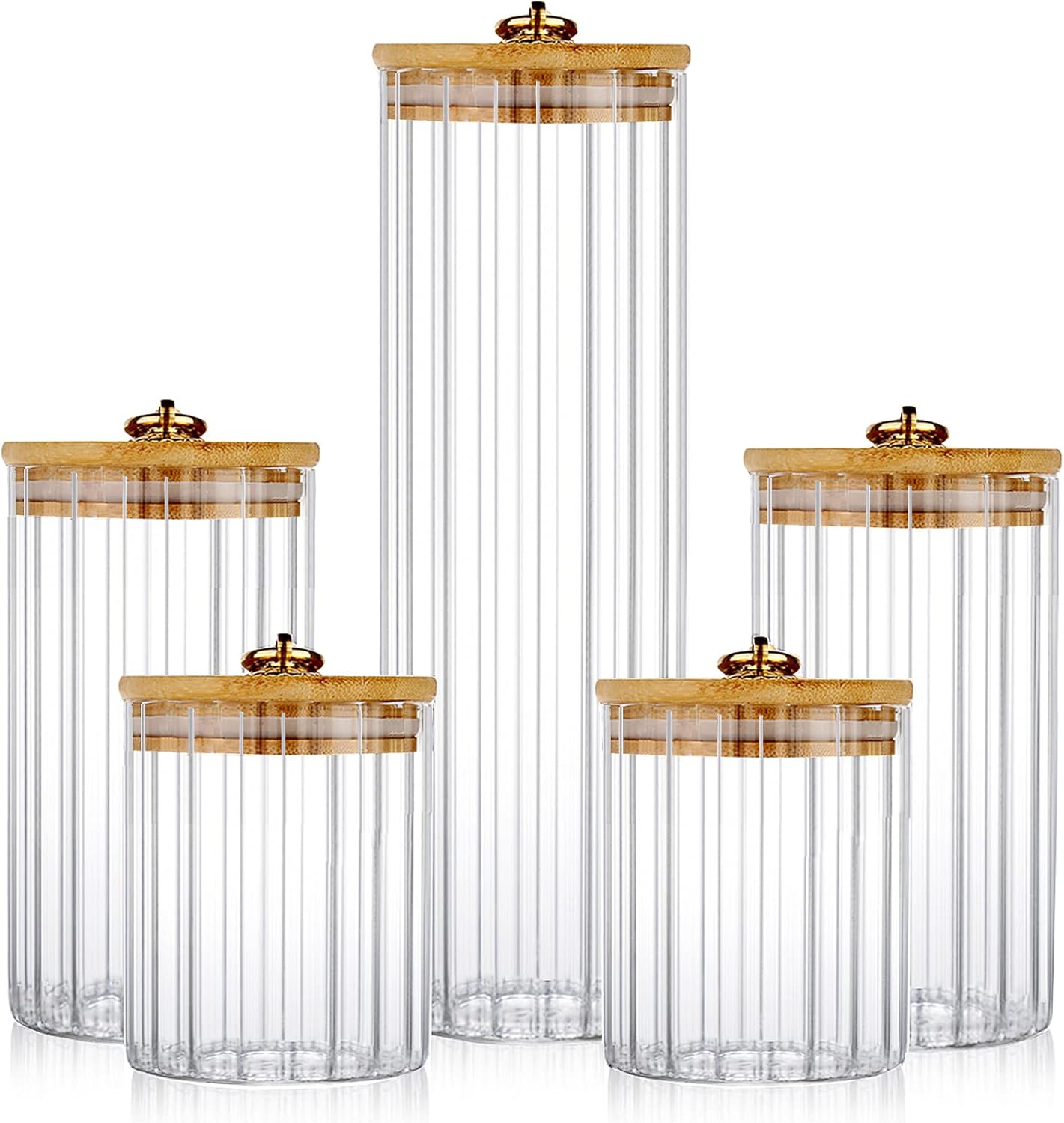 Glass Storage Jars Set of 5, D - Home Bar And Kitchen のレビューと価格