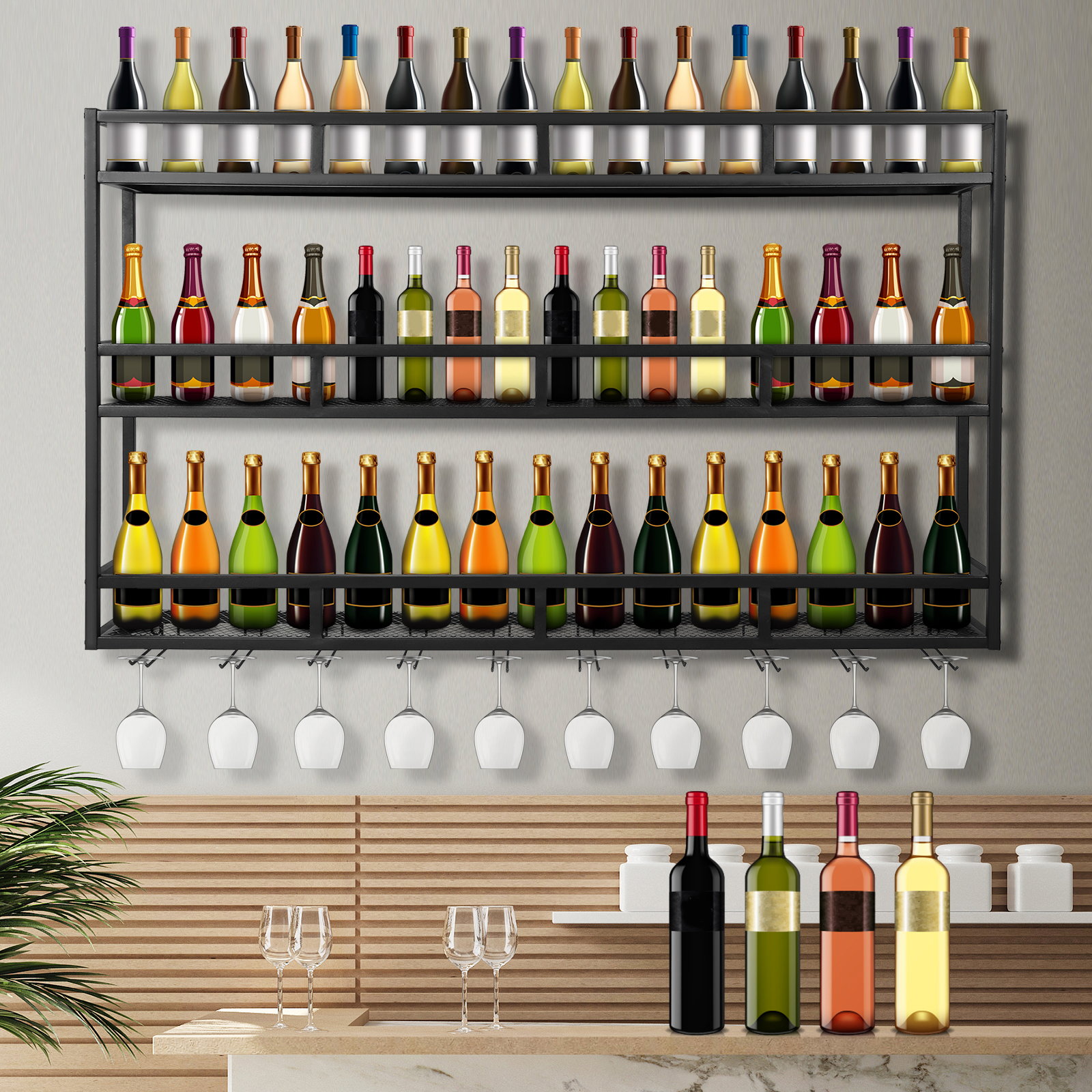 Bar Liquor Bottle Display Shel - Home Bar Shelves のレビューと価格