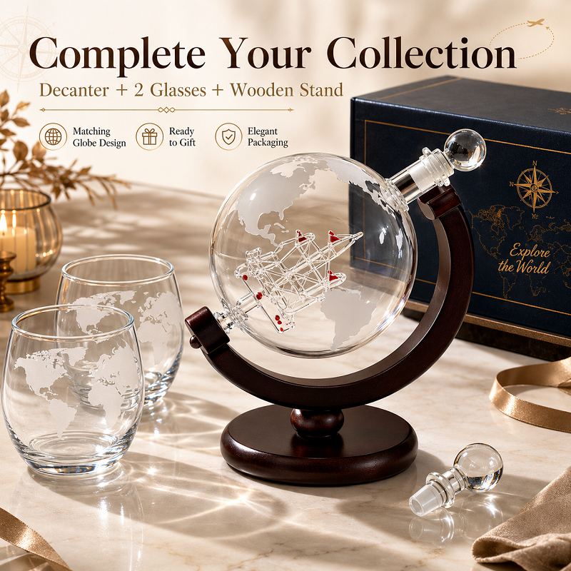 Globe Whiskey Decanter Set wit - Decanter Globe Set のレビューと価格