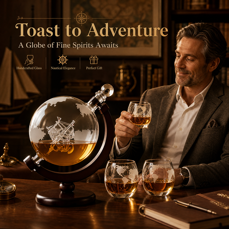 Globe Whiskey Decanter Set wit - Decanter Globe Set のレビューと価格