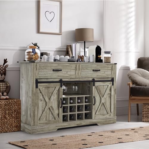 52-Inch Light Grey Farmhouse B - Home Bar Shelves のレビューと価格