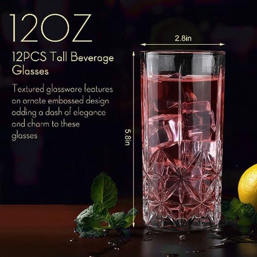 Set of 12 Tall Highball Glasse - Highball Glass Set のレビューと価格