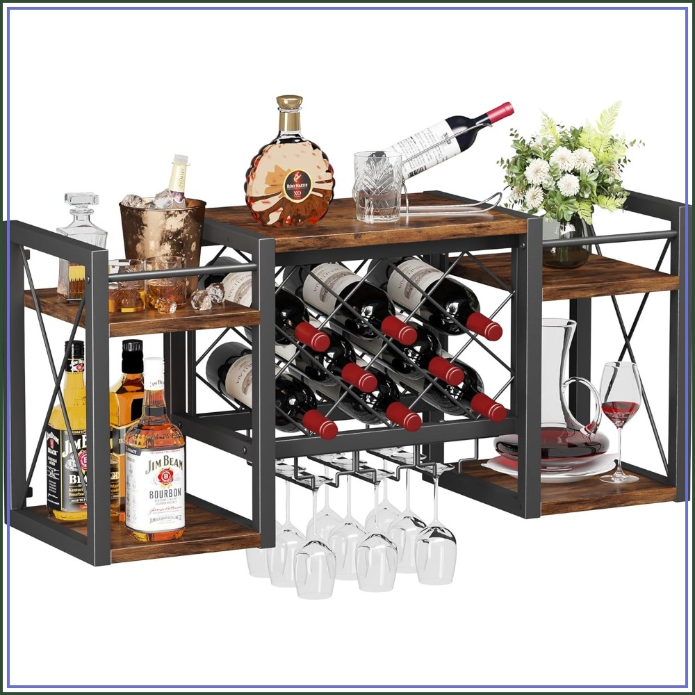 Wall Mounted Wine Rack with Gl - Home Bar Shelves のレビューと価格