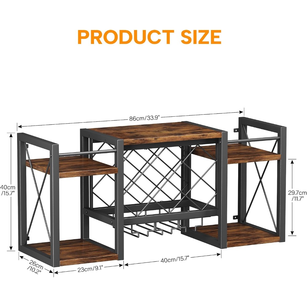 Wall Mounted Wine Rack with Gl - Home Bar Shelves のレビューと価格