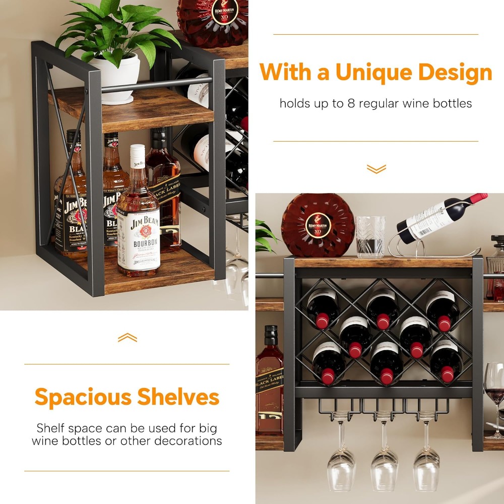 Wall Mounted Wine Rack with Gl - Home Bar Shelves のレビューと価格