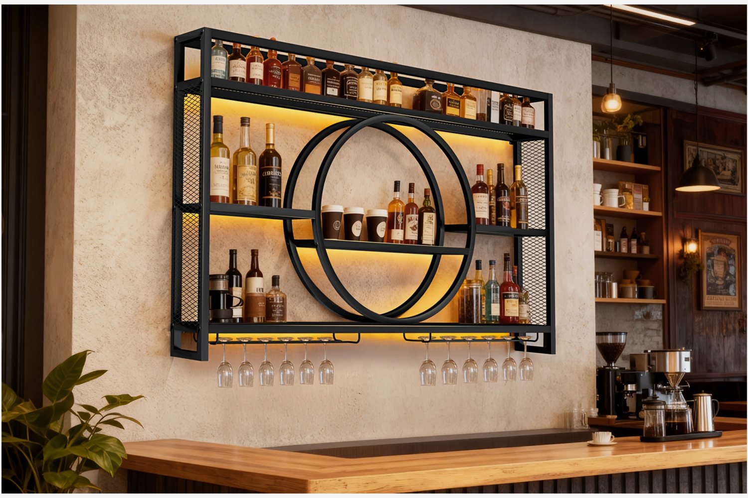 Stylish 3-Tier Wall-Mounted Me - Home Bar Shelves のレビューと価格