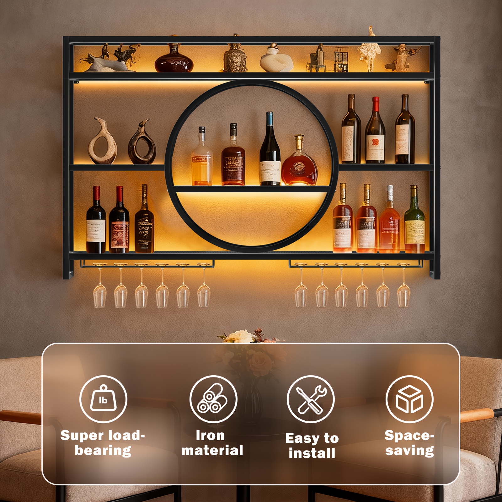 Stylish 3-Tier Wall-Mounted Me - Home Bar Shelves のレビューと価格