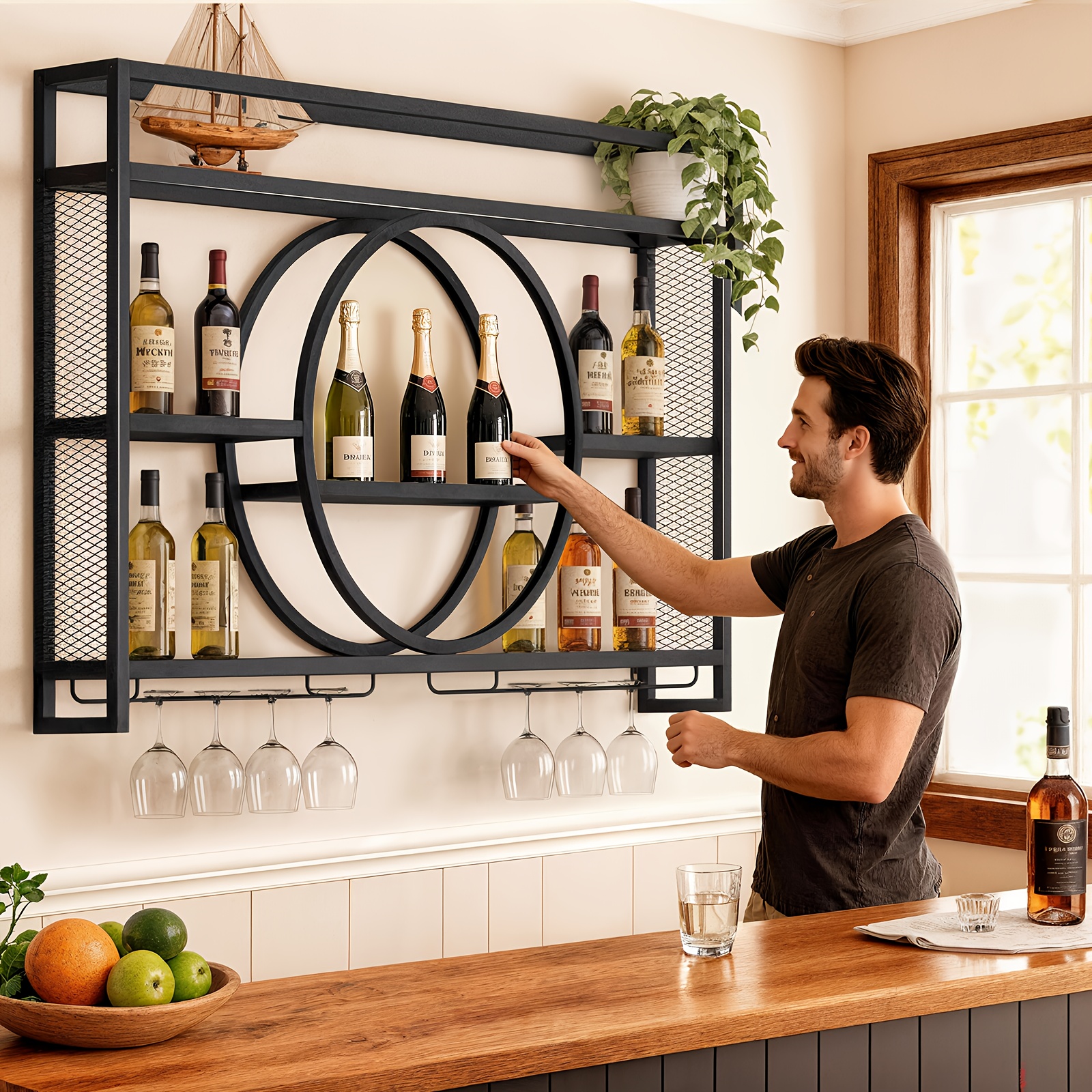 Stylish 3-Tier Wall-Mounted Me - Home Bar Shelves のレビューと価格