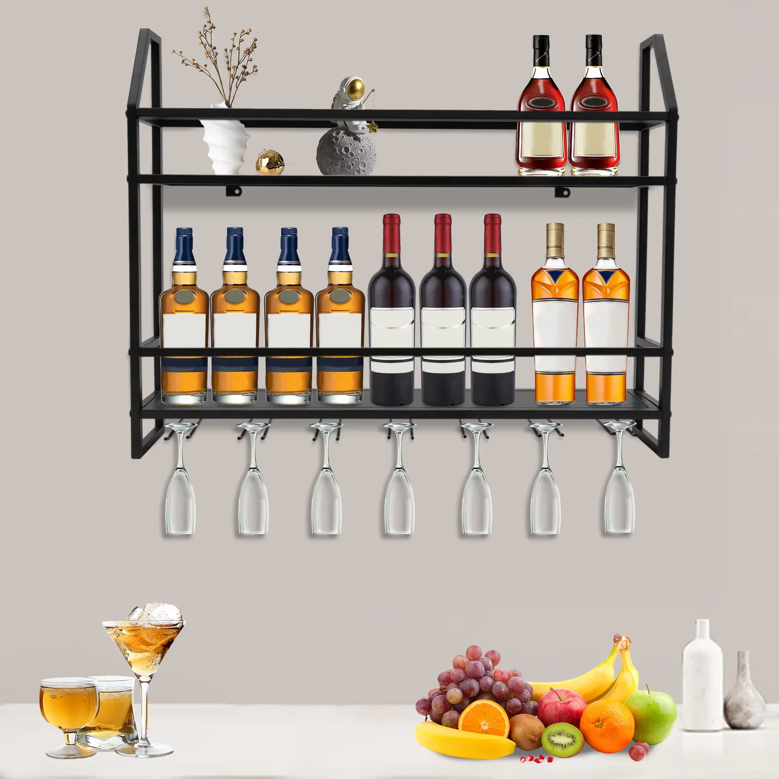 Bar Wine Shelf Wall-Mounted Bo - Home Bar Shelves のレビューと価格
