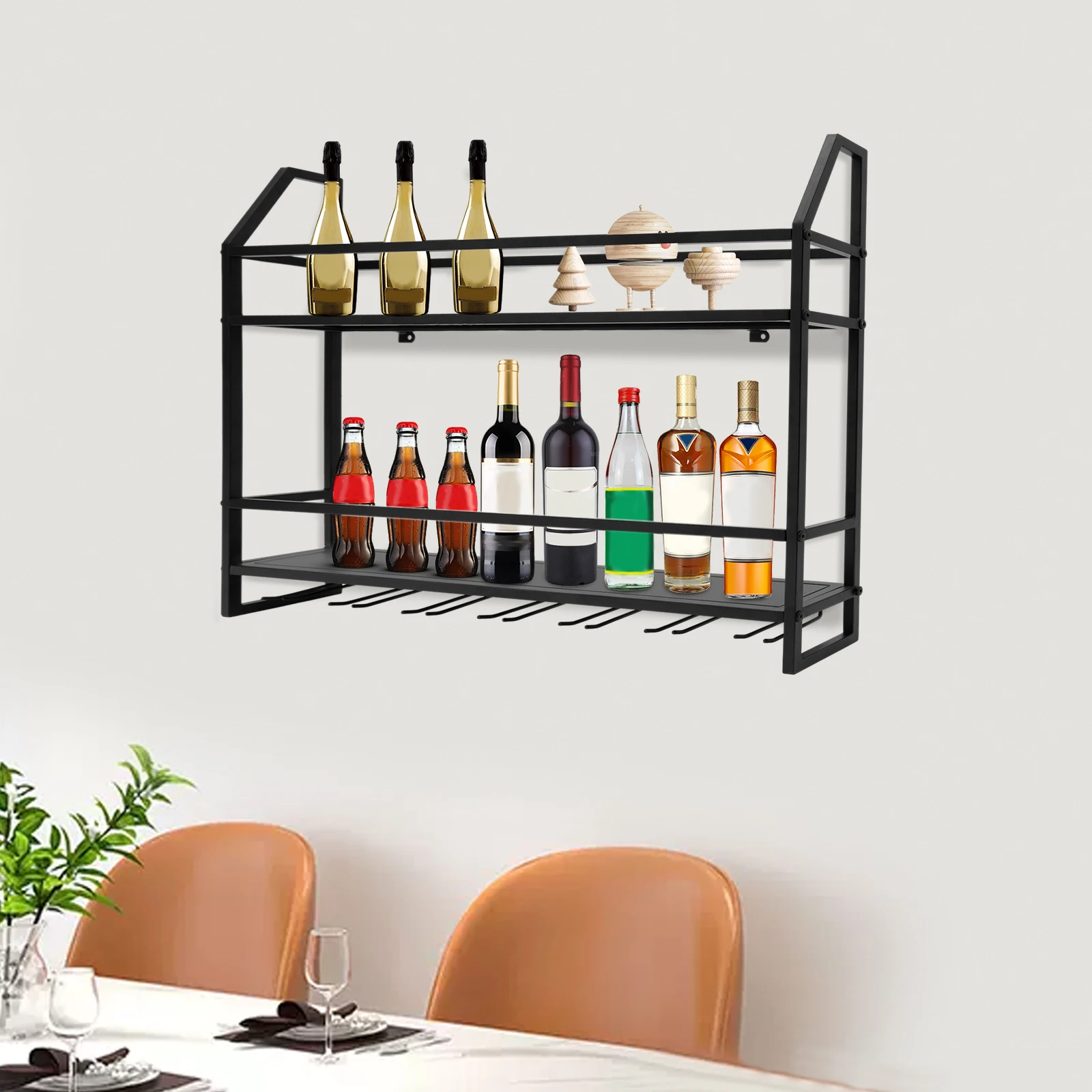 Bar Wine Shelf Wall-Mounted Bo - Home Bar Shelves のレビューと価格