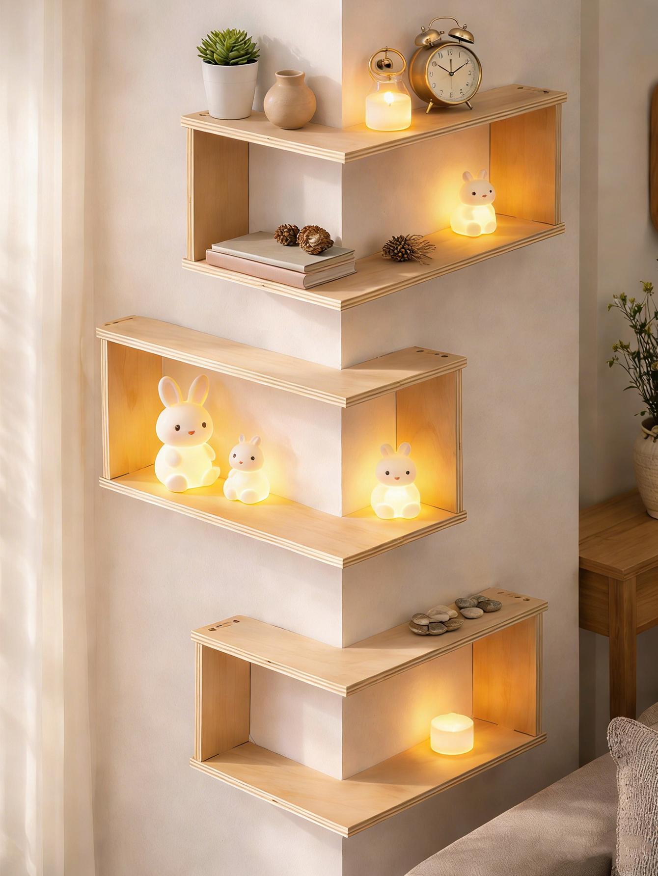 Corner Floating Wooden Shelves - Home Bar Shelves のレビューと価格