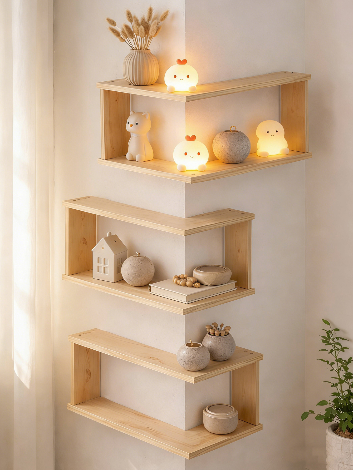 Corner Floating Wooden Shelves - Home Bar Shelves のレビューと価格