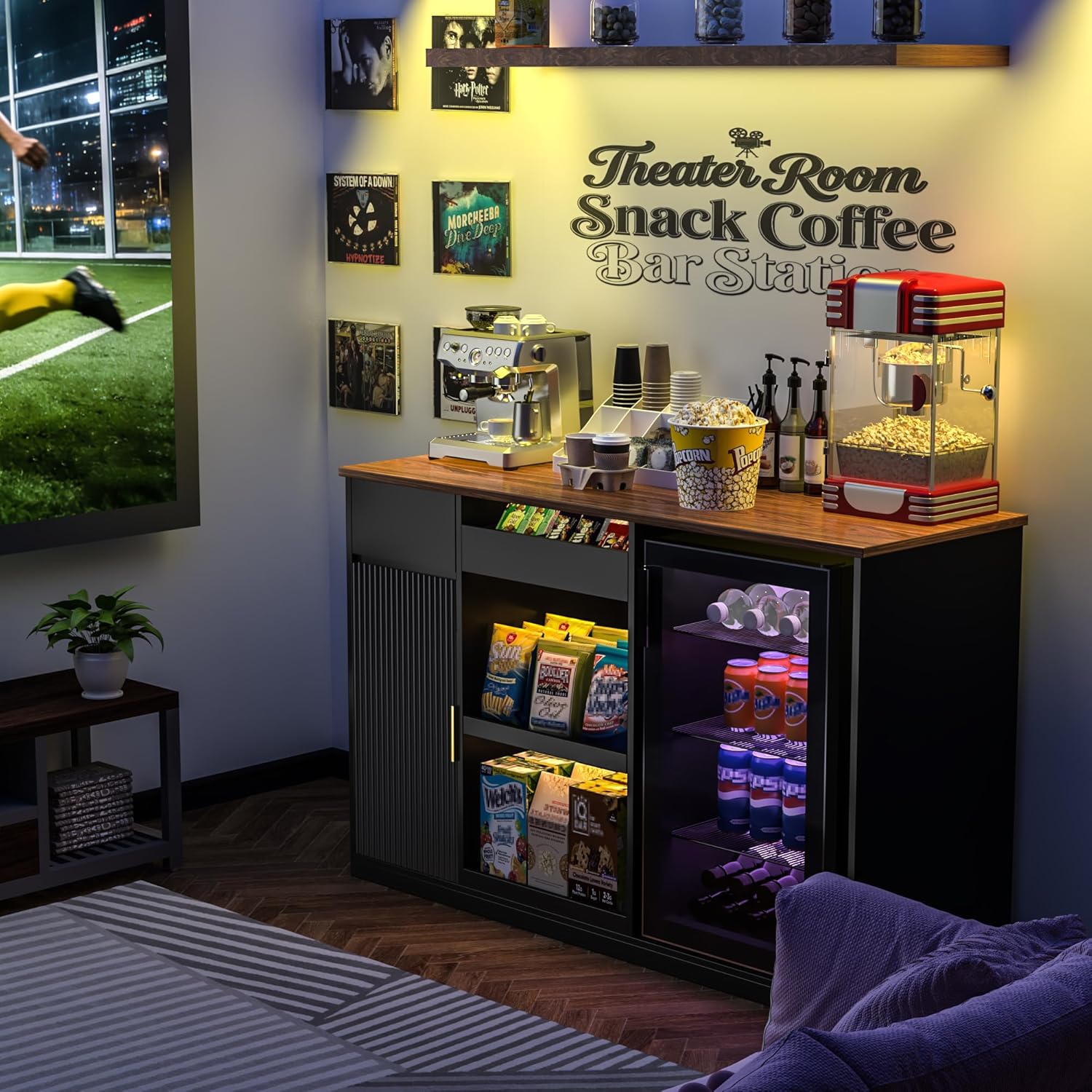 Snack Bar Cabinet with Fridge  - Home Bar Shelves のレビューと価格