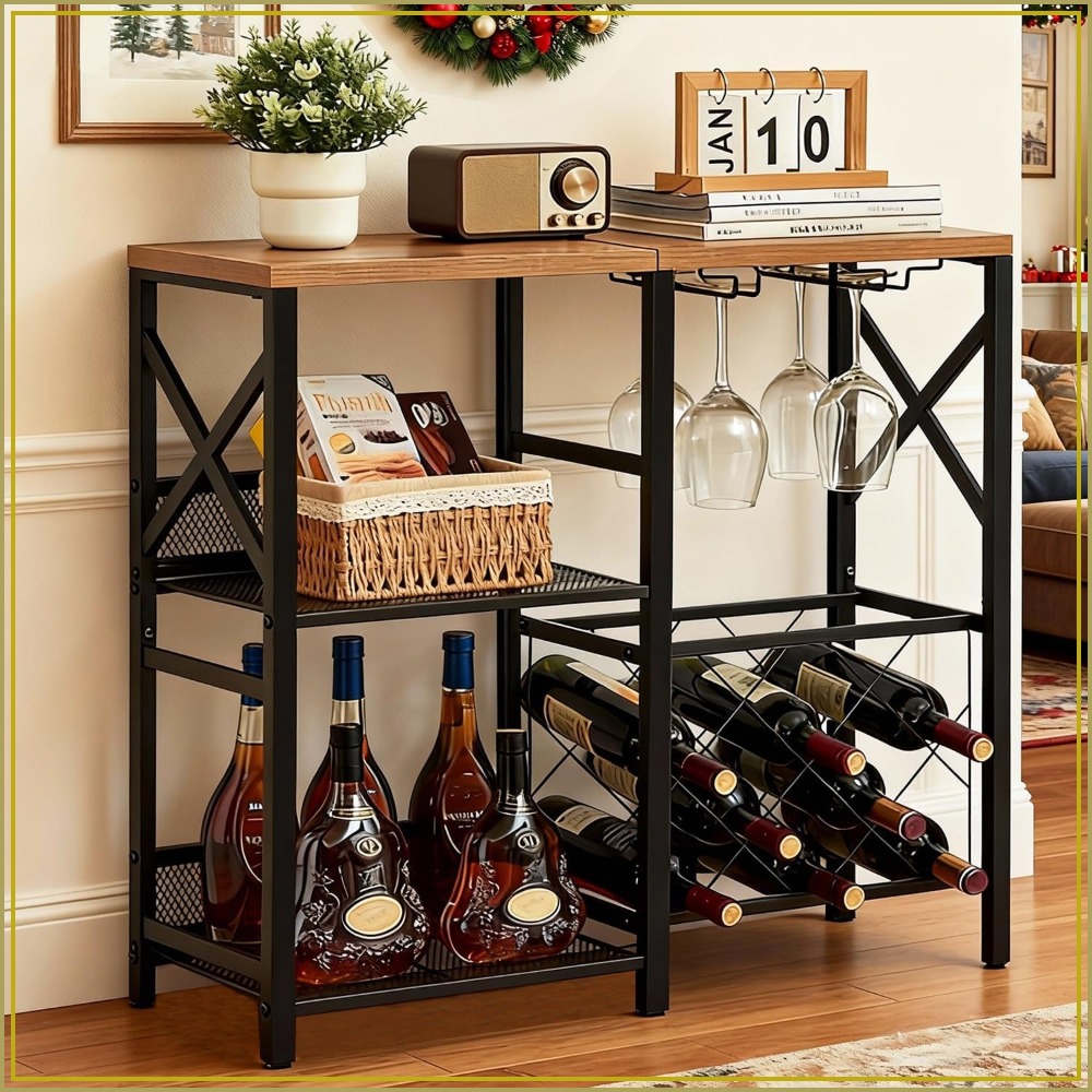 Rustic Freestanding Wine Rack  - Home Bar Shelves のレビューと価格