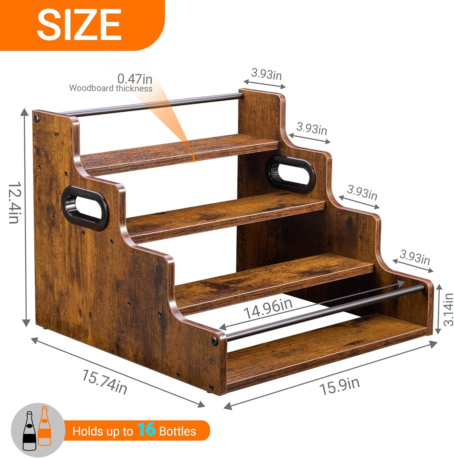 Liquor Bottle Display Shelf, C - Home Bar Shelves のレビューと価格