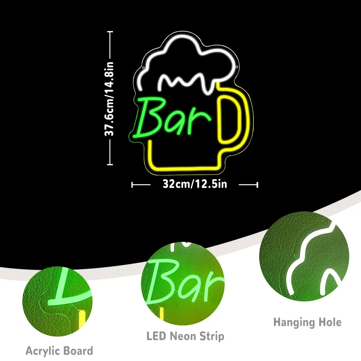 Beer Bar Neon Sign USB Dimmabl - Home Bar And Kitchen のレビューと価格