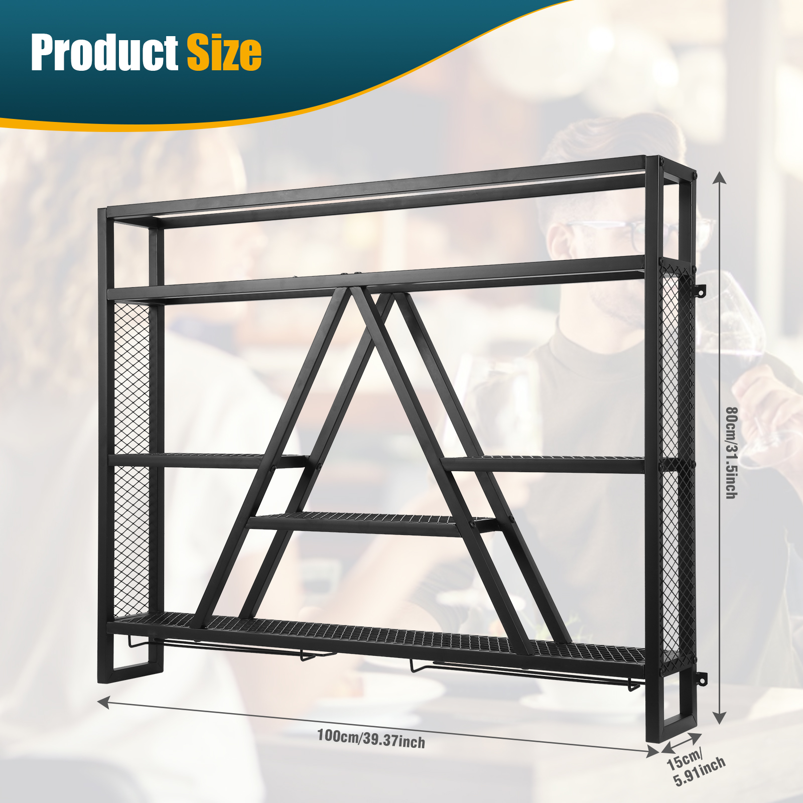 Metal Bottle & Glass Holder Mu - Home Bar Shelves のレビューと価格