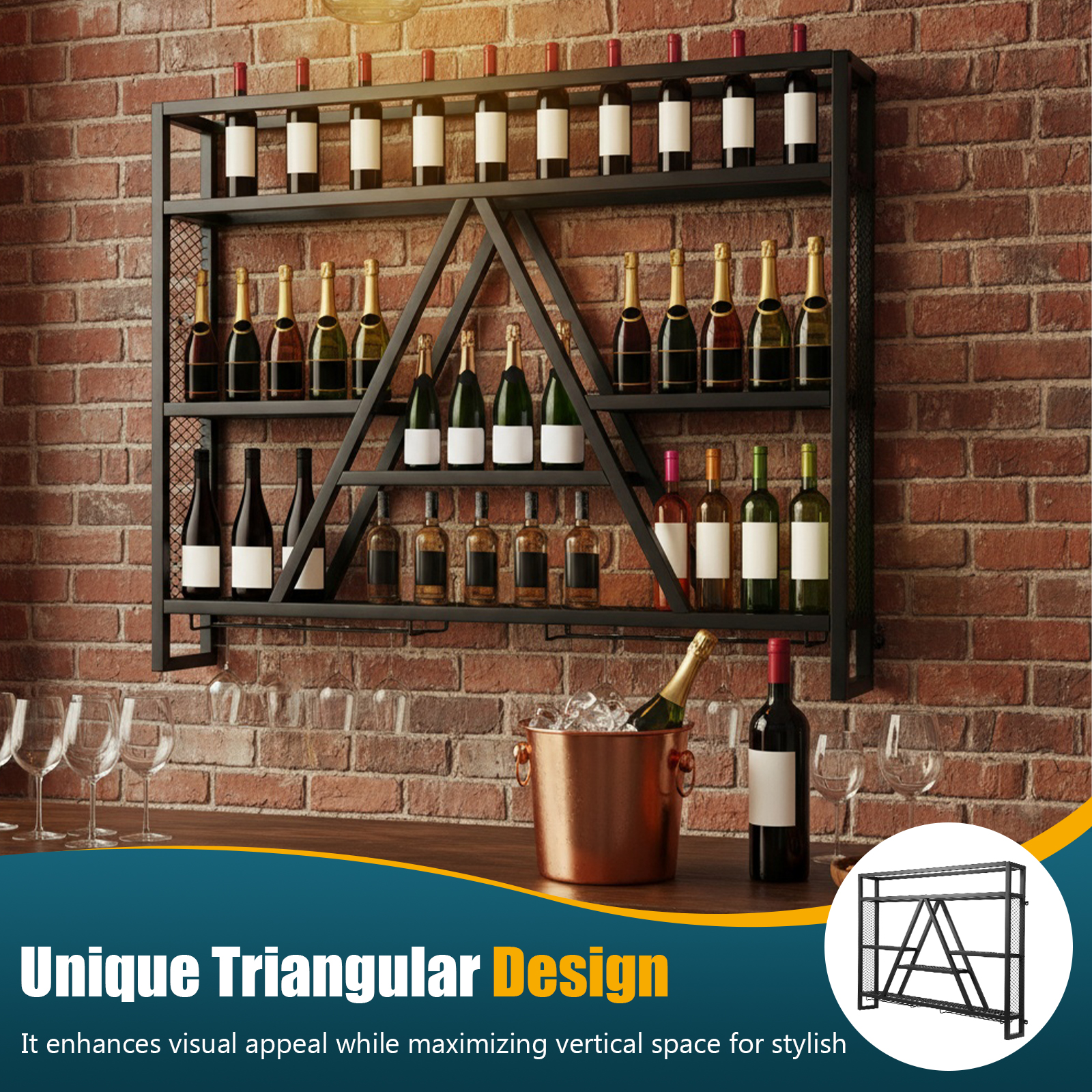 Metal Bottle & Glass Holder Mu - Home Bar Shelves のレビューと価格