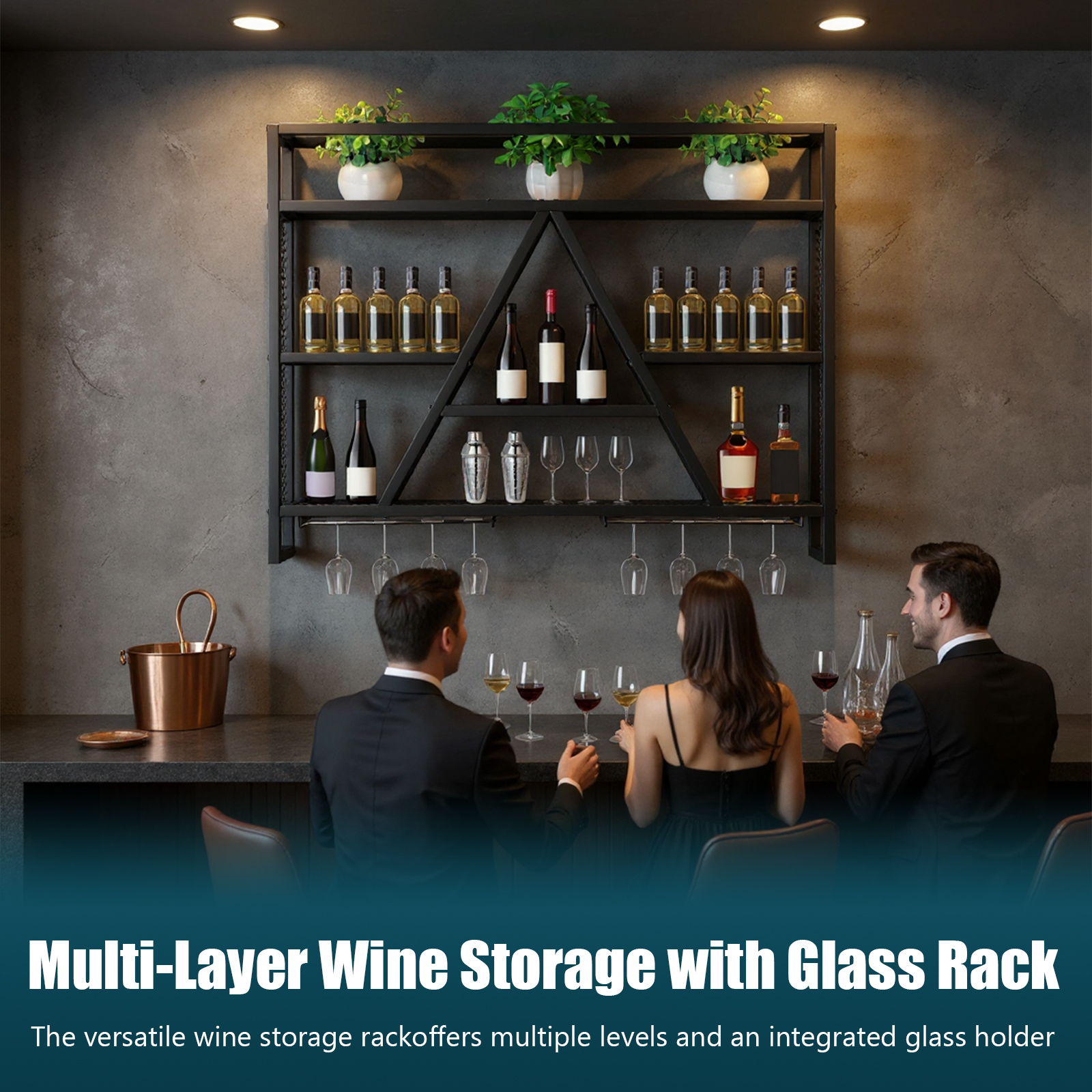 Metal Bottle & Glass Holder Mu - Home Bar Shelves のレビューと価格