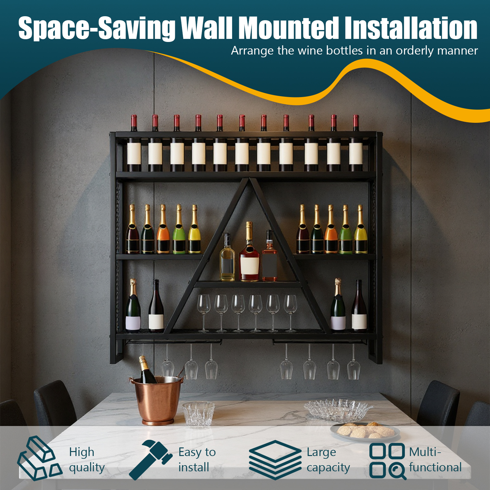Metal Bottle & Glass Holder Mu - Home Bar Shelves のレビューと価格