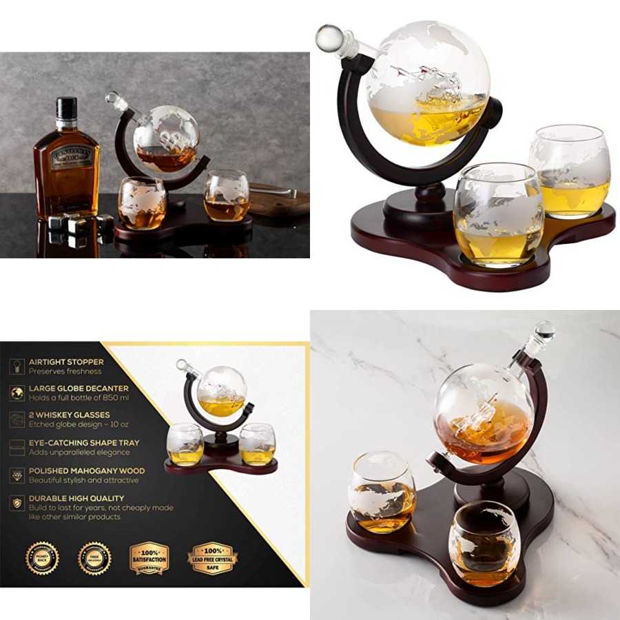 Whiskey Globe Decanter Set wit - Decanter Globe Set のレビューと価格