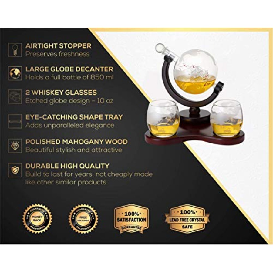 Whiskey Globe Decanter Set wit - Decanter Globe Set のレビューと価格