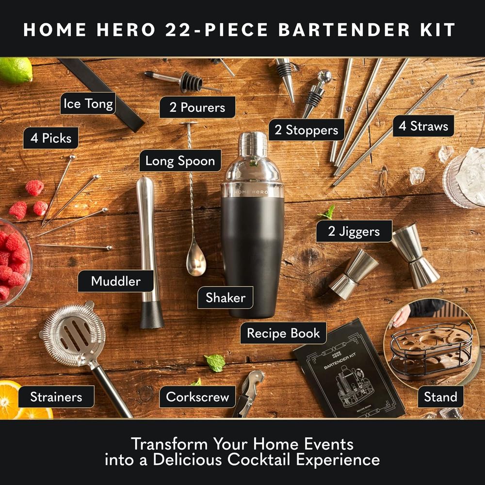 22-Piece Cocktail Shaker Set w - Cocktail Recipe Book のレビューと価格